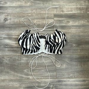 White Fox Zebra tie Top